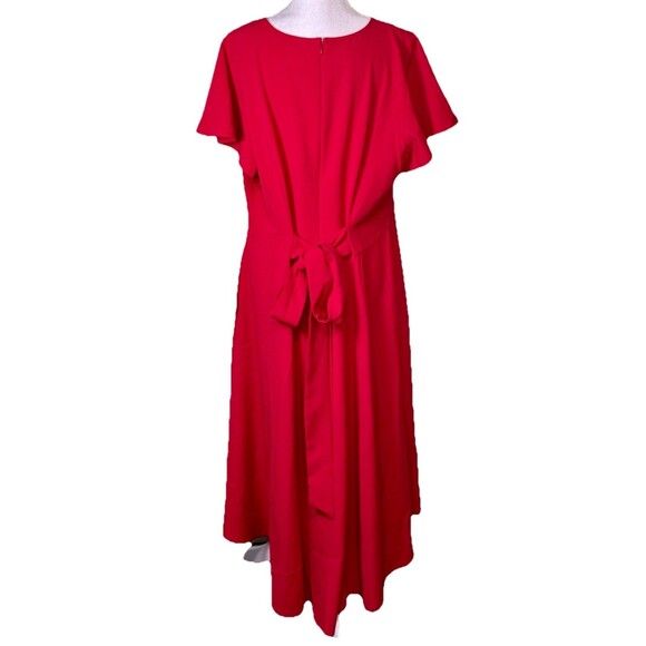 Lane Bryant Women’s Red Flutter Sleeve Midi Dress V-Neck Fit & Flare Holiday 20 - Picture 3 of 12